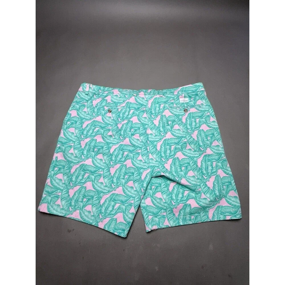 Vineyard Vines Men's Banana Leaf Shorts 44 Green Pink Preppy Hamptons Resort